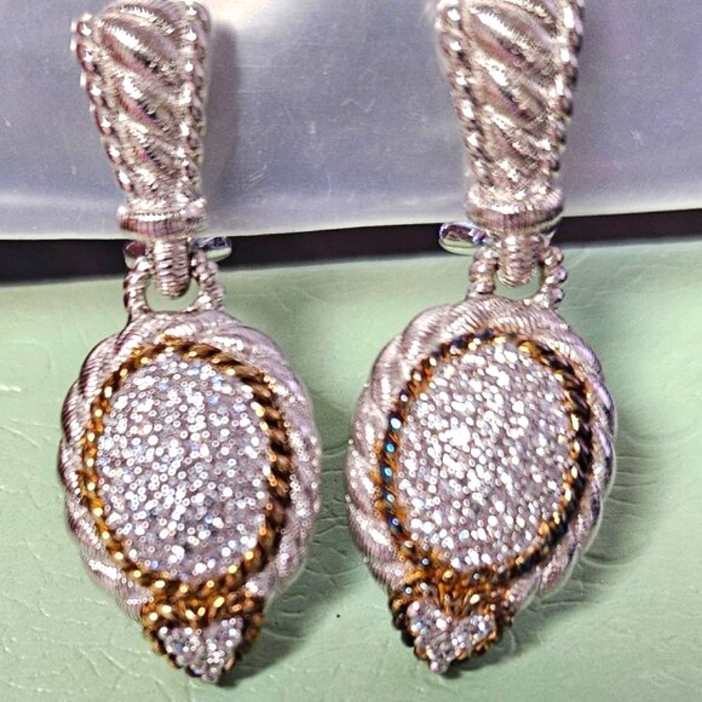 Judith Ripka Oval Drop Clip on Earrings